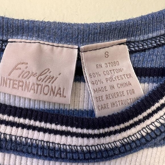 Striped Sleeveless Tank Top Blue & White Cotton‎ Polyester Size S - Picture 2 of 2